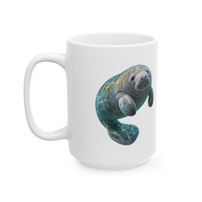 Curled Manatee in Turquoise Light Mug