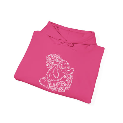 Groovy Manatee in Psychedelic Waves Pullover Hoodie