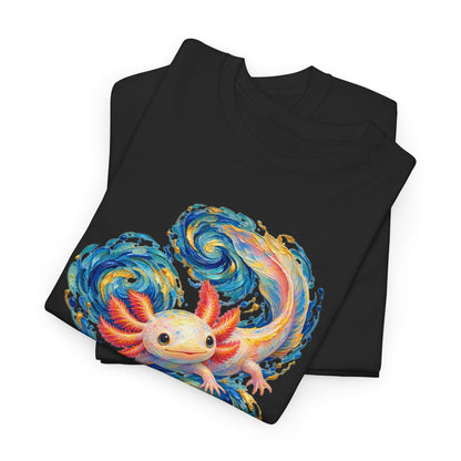 Swirling Axolotl in Turquoise Currents T-Shirt