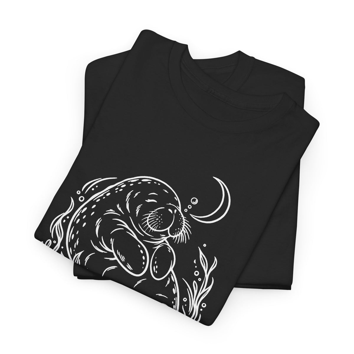 Sleepy Manatee Under a Crescent Moon T-Shirt