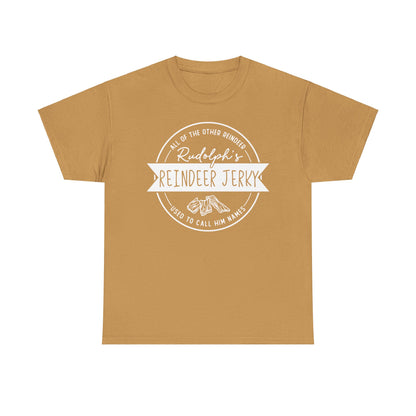 Rudolph’s Reindeer Jerky T-Shirt | Christmas Humor – White Ink