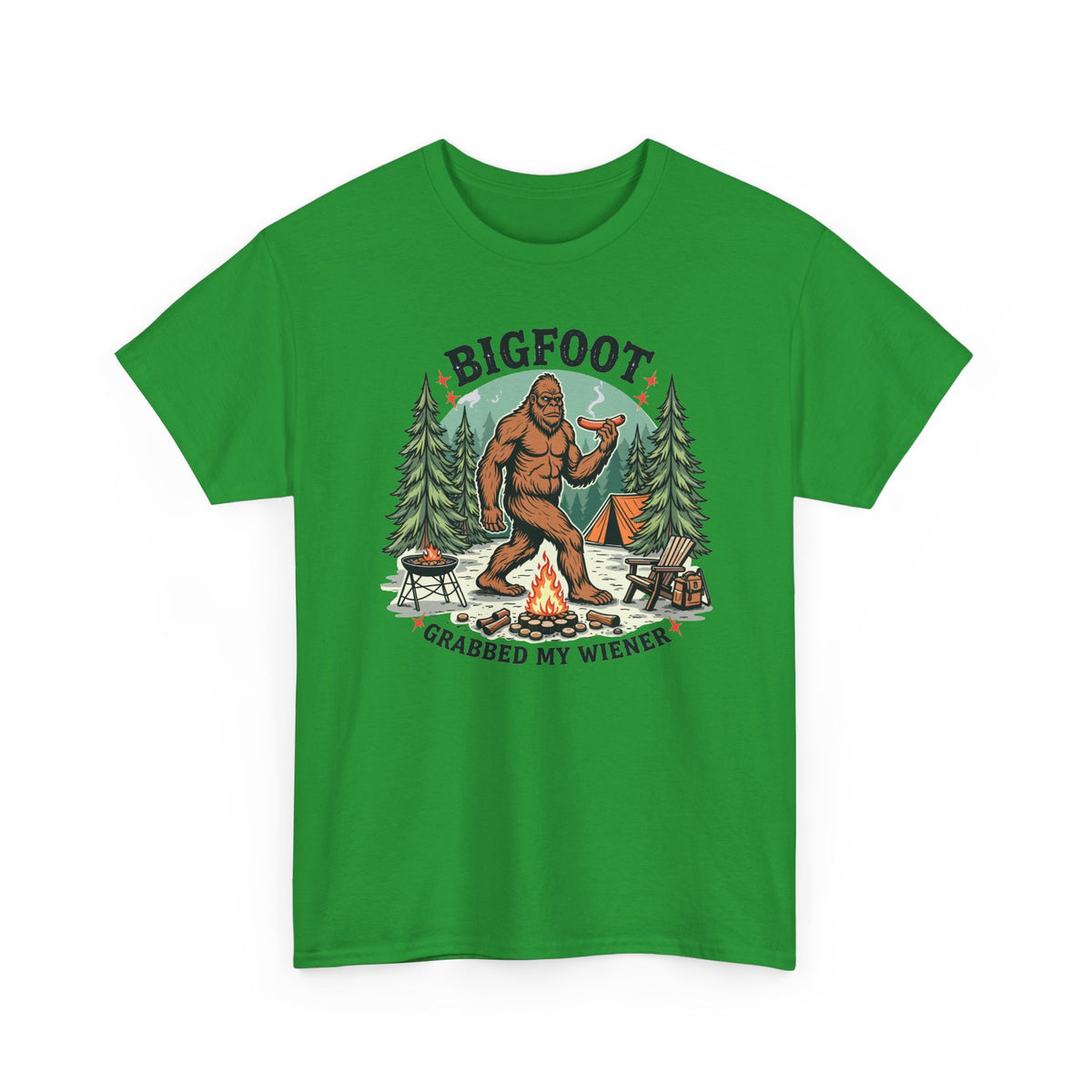 Bigfoot Grabbed My Wiener - Camping T-Shirt | Unisex Graphic Tee