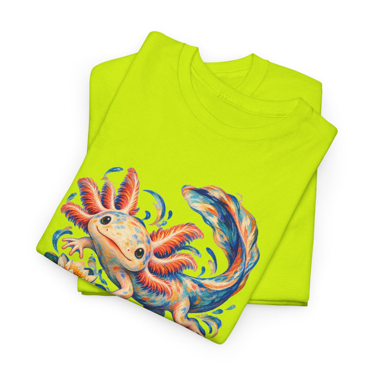 Swirling Axolotl and Lily Bloom T-Shirt