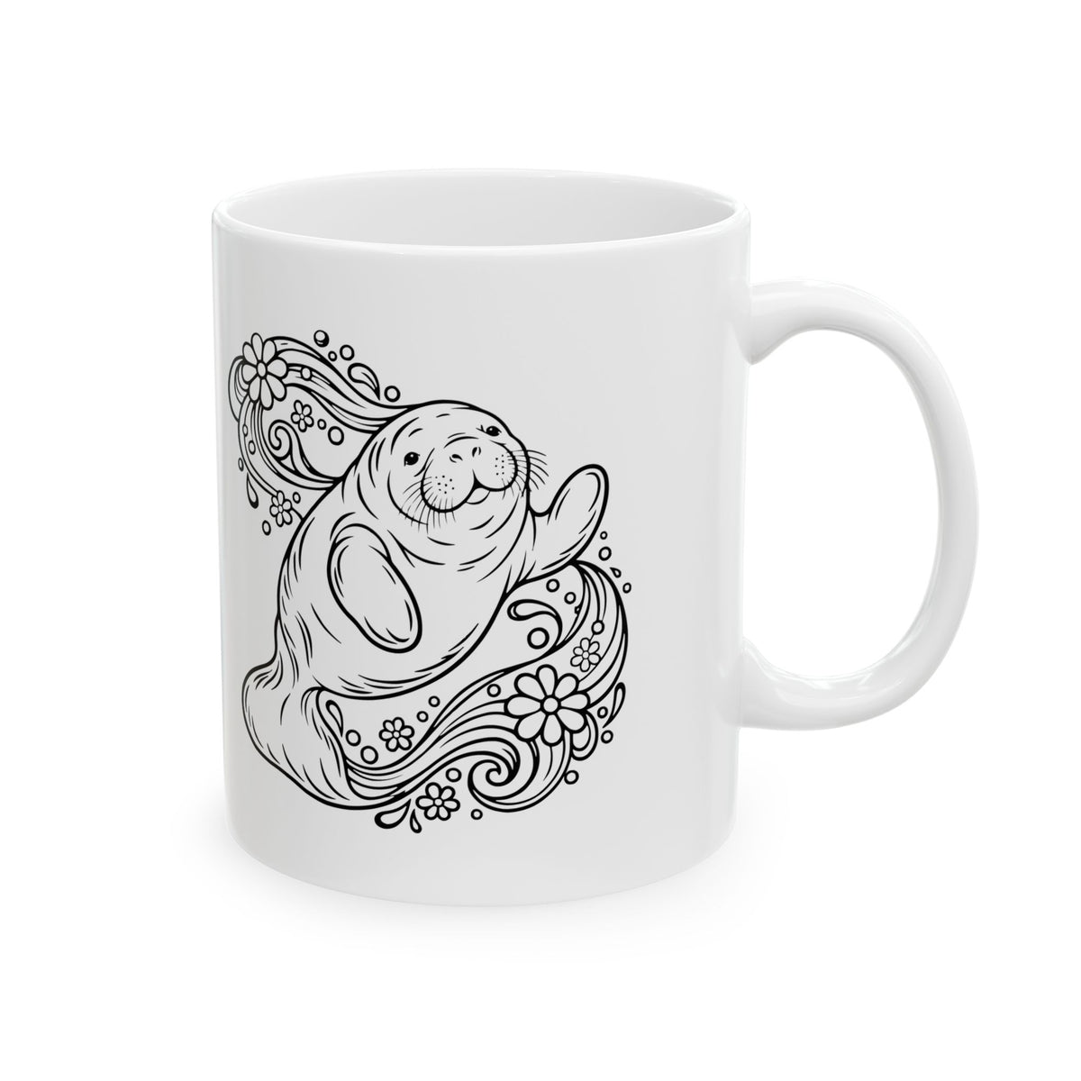 Groovy Manatee in Psychedelic Waves Mug