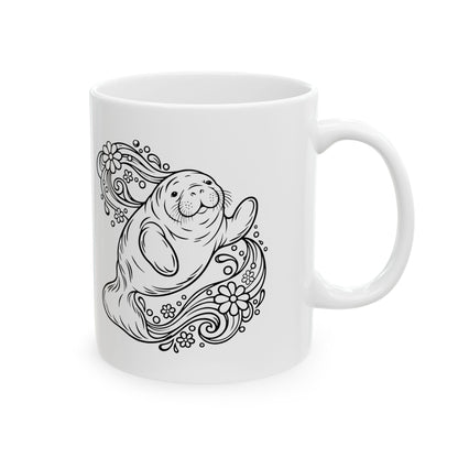 Groovy Manatee in Psychedelic Waves Mug