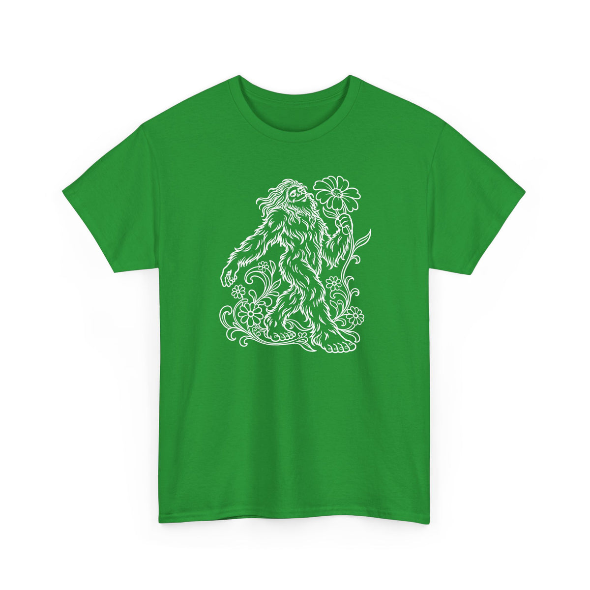 Swaying Sasquatch with a Flower T-Shirt
