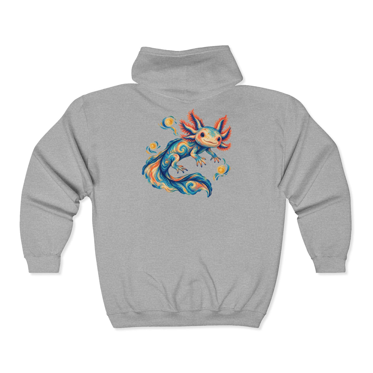 Starwater Axolotl in Turquoise and Coral Zip-Up Hoodie