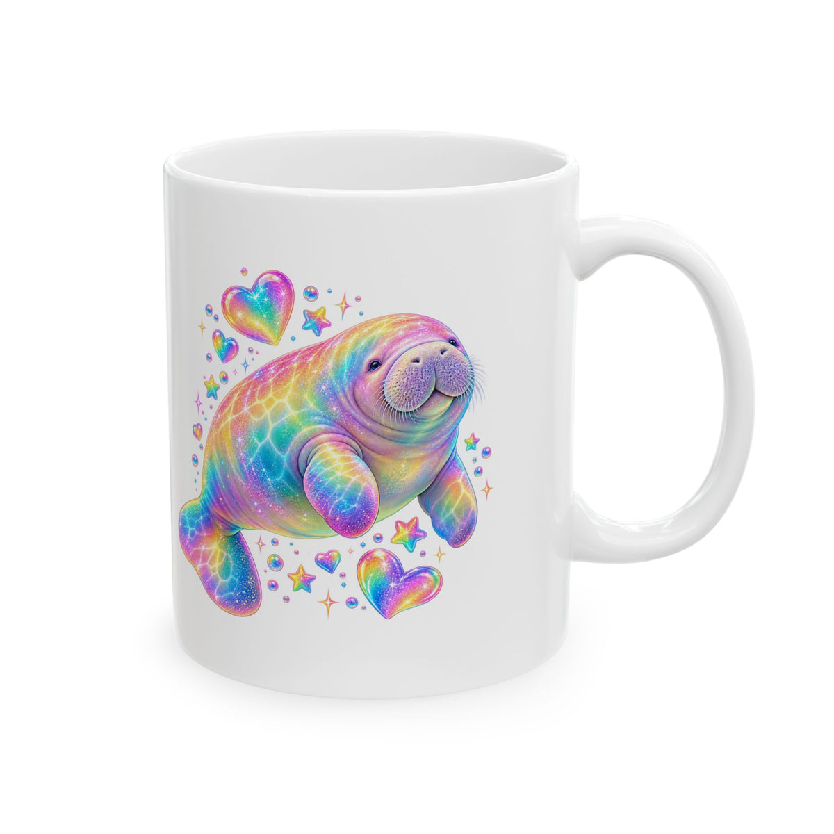 Rainbow manatee hearts and stars Mug
