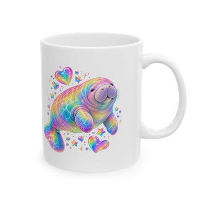 Rainbow manatee hearts and stars Mug