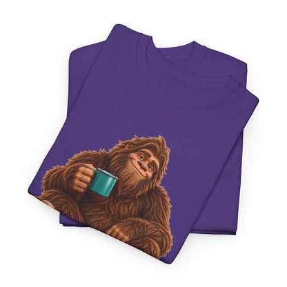 Cozy Camper Bigfoot with Teal Mug T-Shirt