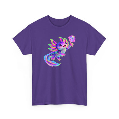 Neon Axolotl Reaching for a Bubble T-Shirt