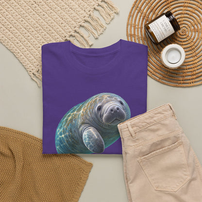 Curled Manatee in Turquoise Light T-Shirt