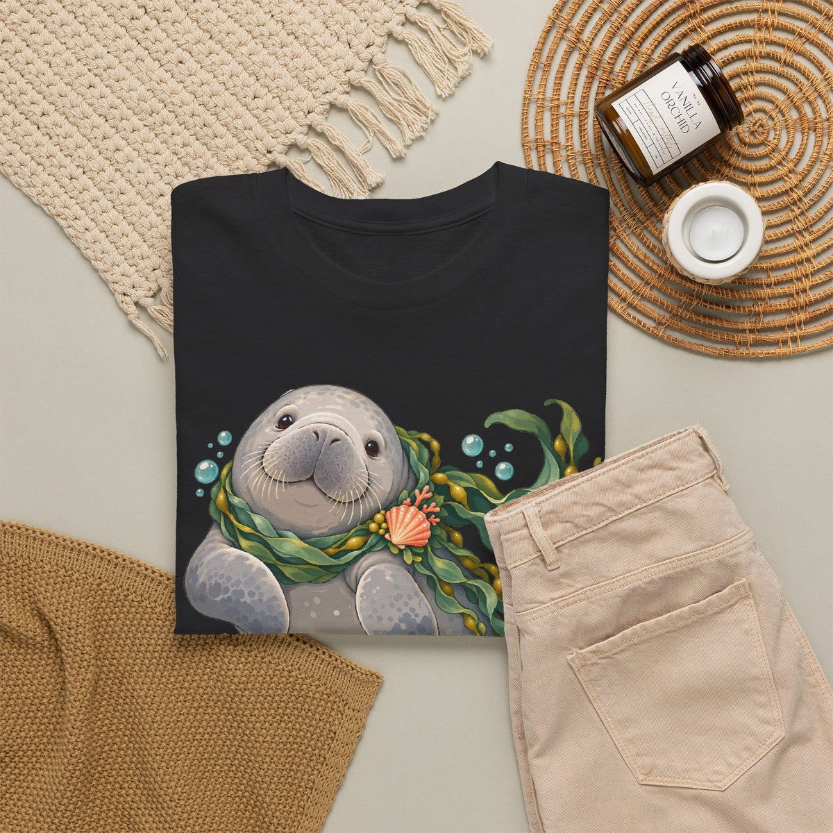 Chubby Mermaid Cozy Kelp Scarf Manatee T-Shirt
