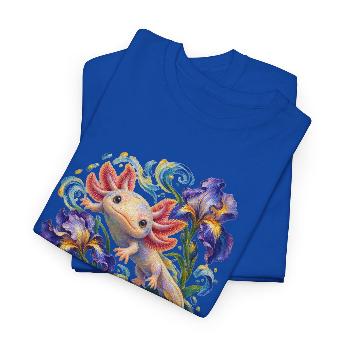 Axolotl Among Swirling Purple Irises T-Shirt