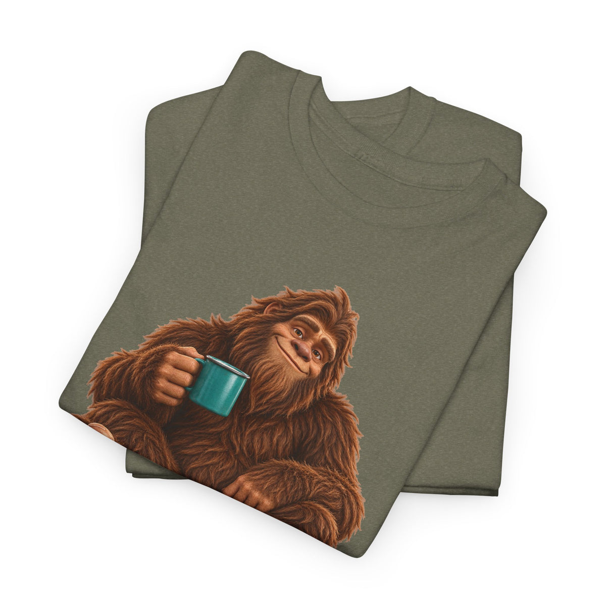 Cozy Camper Bigfoot with Teal Mug T-Shirt