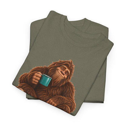 Cozy Camper Bigfoot with Teal Mug T-Shirt