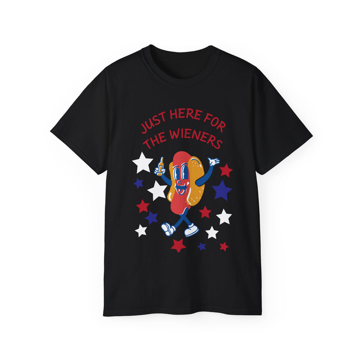 Just Here for the Wieners T-Shirt | Funny BBQ Hot Dog Tee