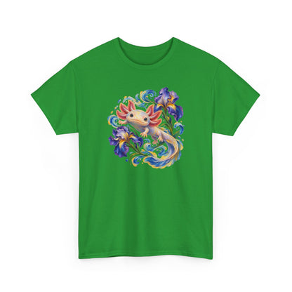 Axolotl Among Swirling Purple Irises T-Shirt