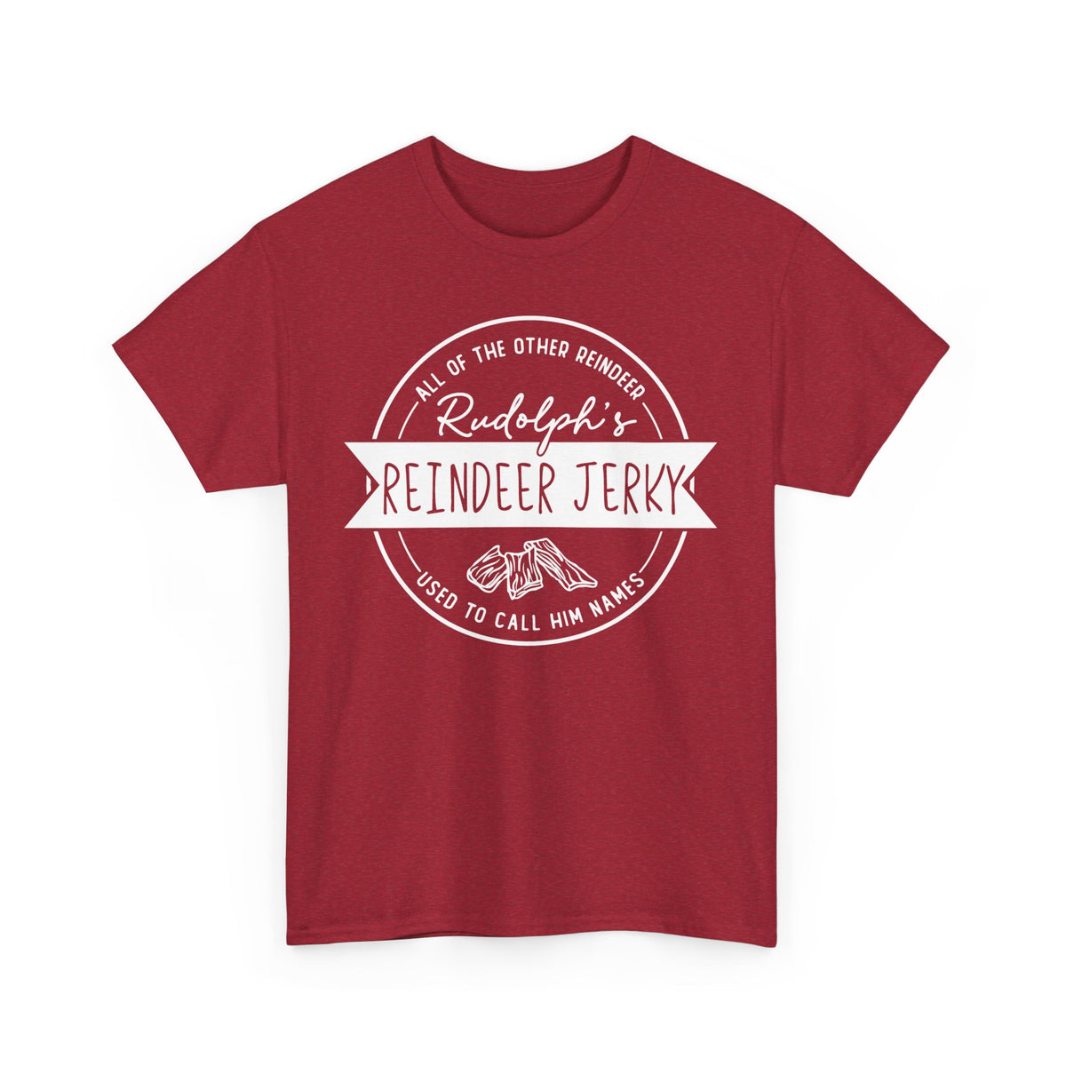 Rudolph’s Reindeer Jerky T-Shirt | Christmas Humor – White Ink