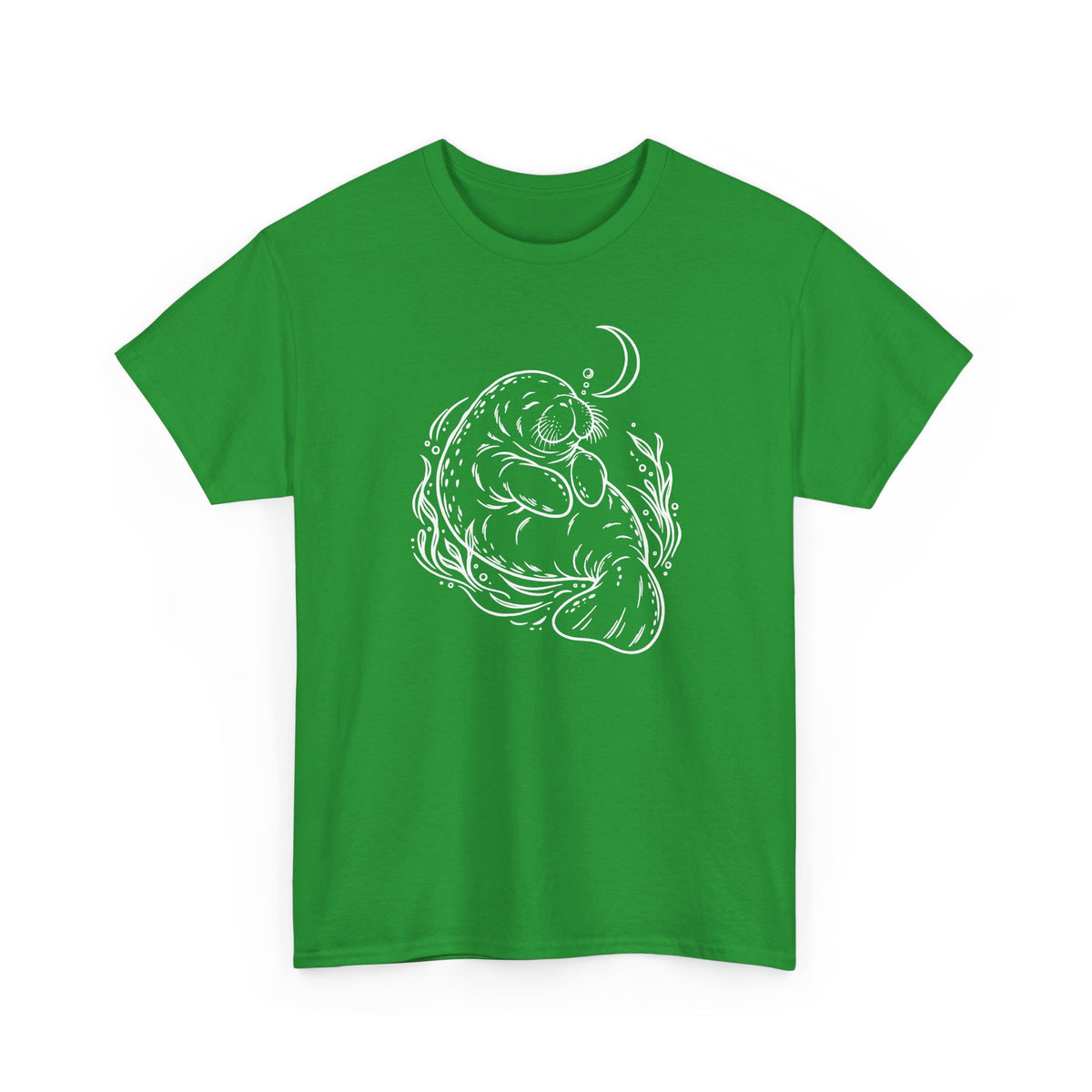 Sleepy Manatee Under a Crescent Moon T-Shirt