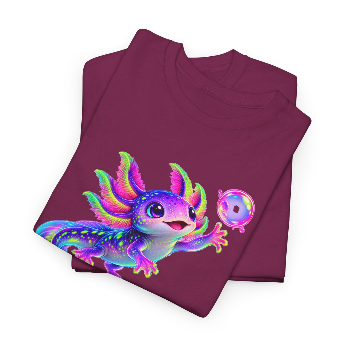 Neon Axolotl Reaching for a Bubble T-Shirt
