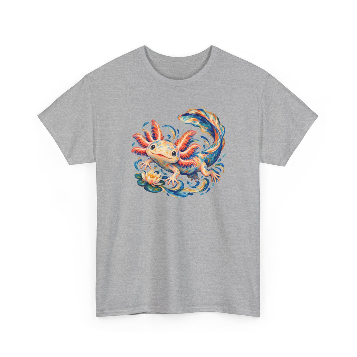 Swirling Axolotl and Lily Bloom T-Shirt