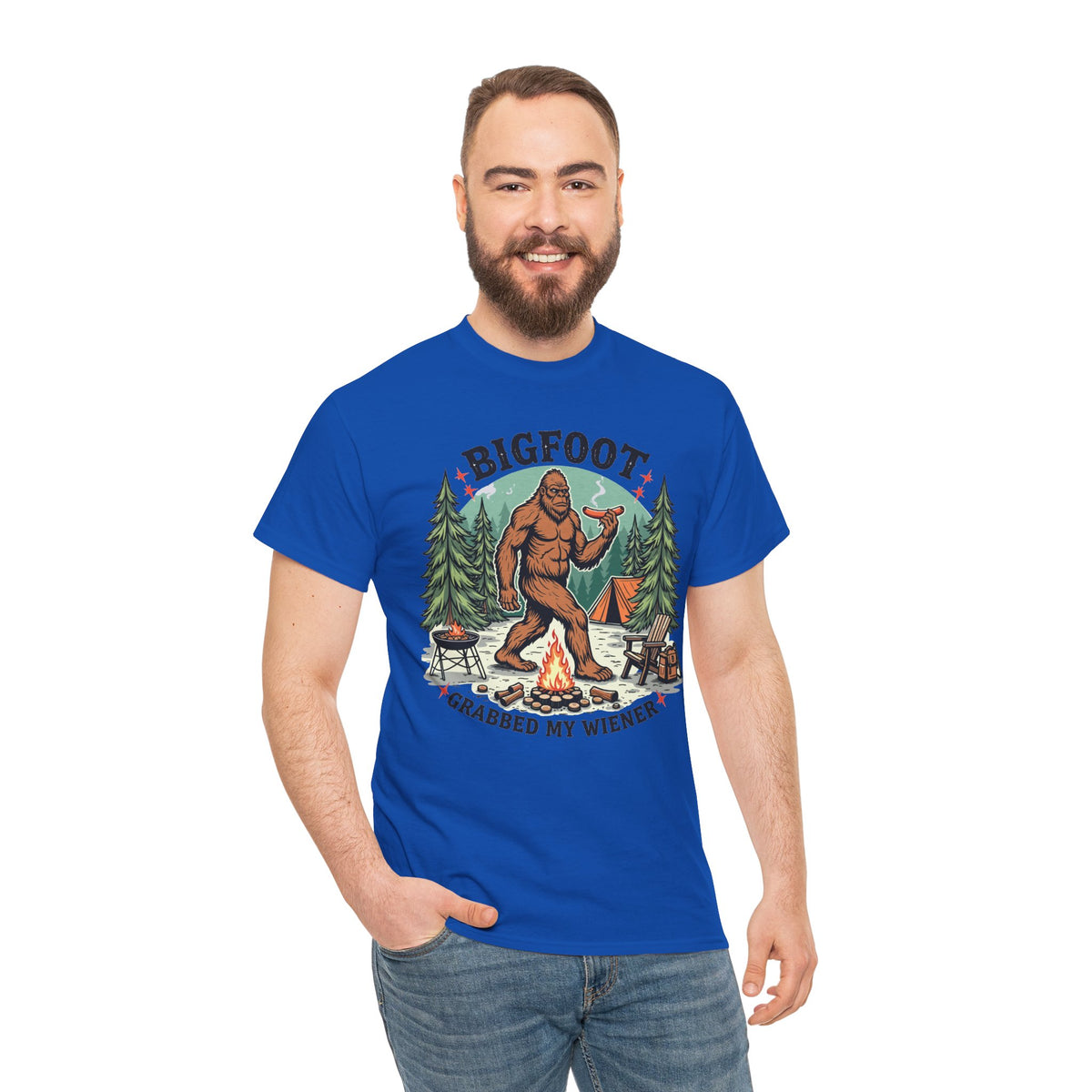 Bigfoot Grabbed My Wiener T-Shirt | Funny Camping Tee