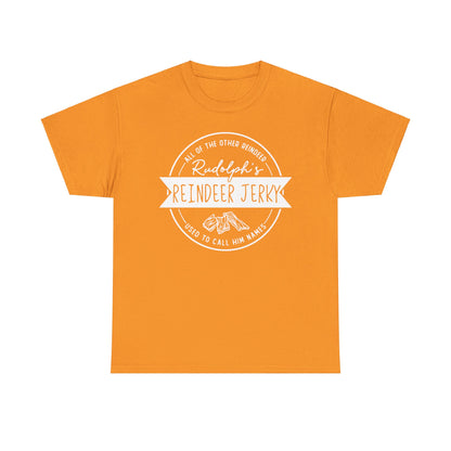 Rudolph’s Reindeer Jerky T-Shirt | Christmas Humor – White Ink