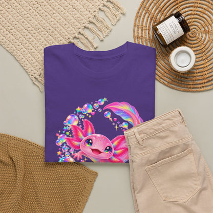Bubblegum Axolotl in Rainbow Bubbles T-Shirt