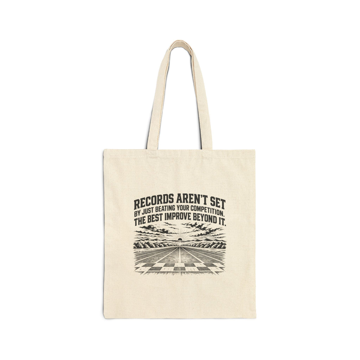 Beyond the Competition – Vintage Racing Cotton Canvas Tote Bag | 047a