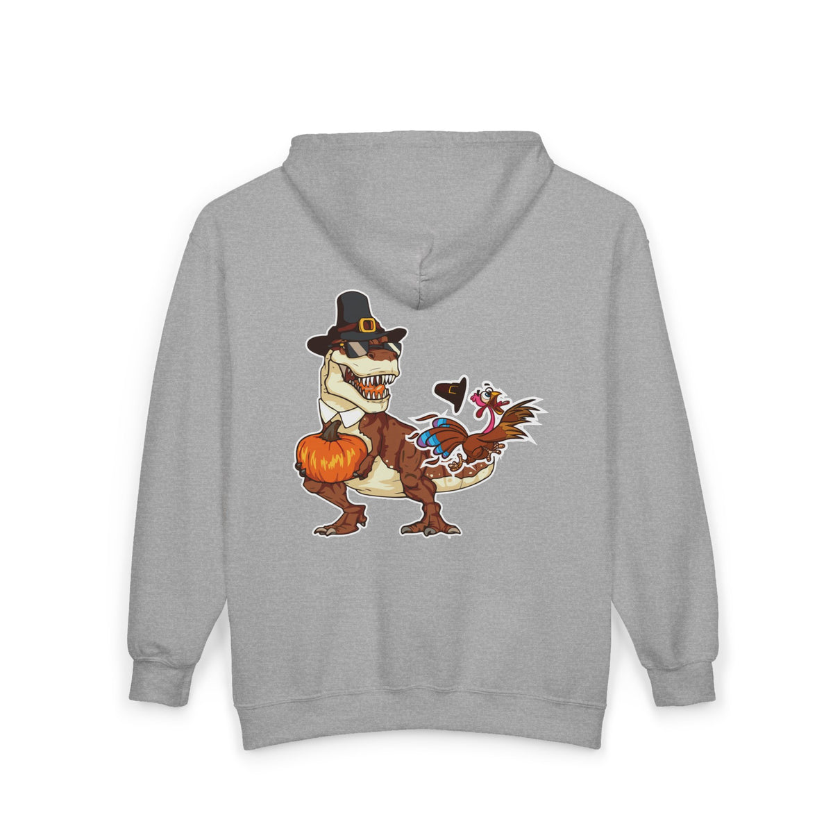 Thanksgiving T-Rex Gildan 18600 Zip-Up Hoodie