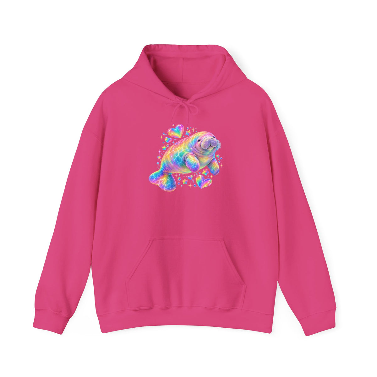 Rainbow manatee hearts and stars Pullover Hoodie