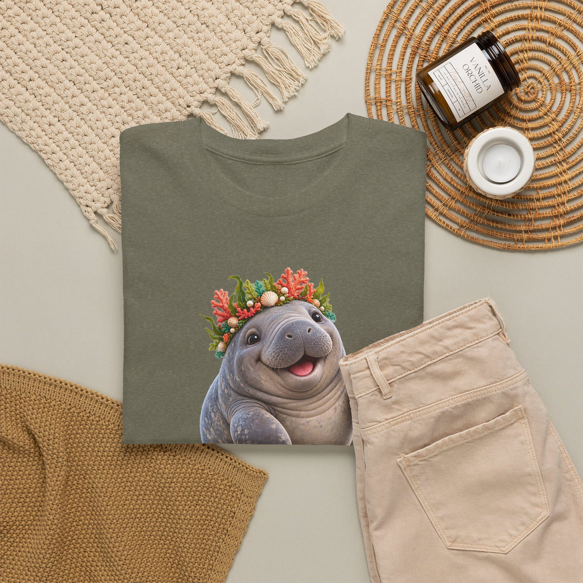 Cheerful Coral Crown Manatee T-Shirt