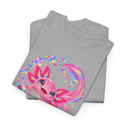 Bubblegum Axolotl in Rainbow Bubbles T-Shirt