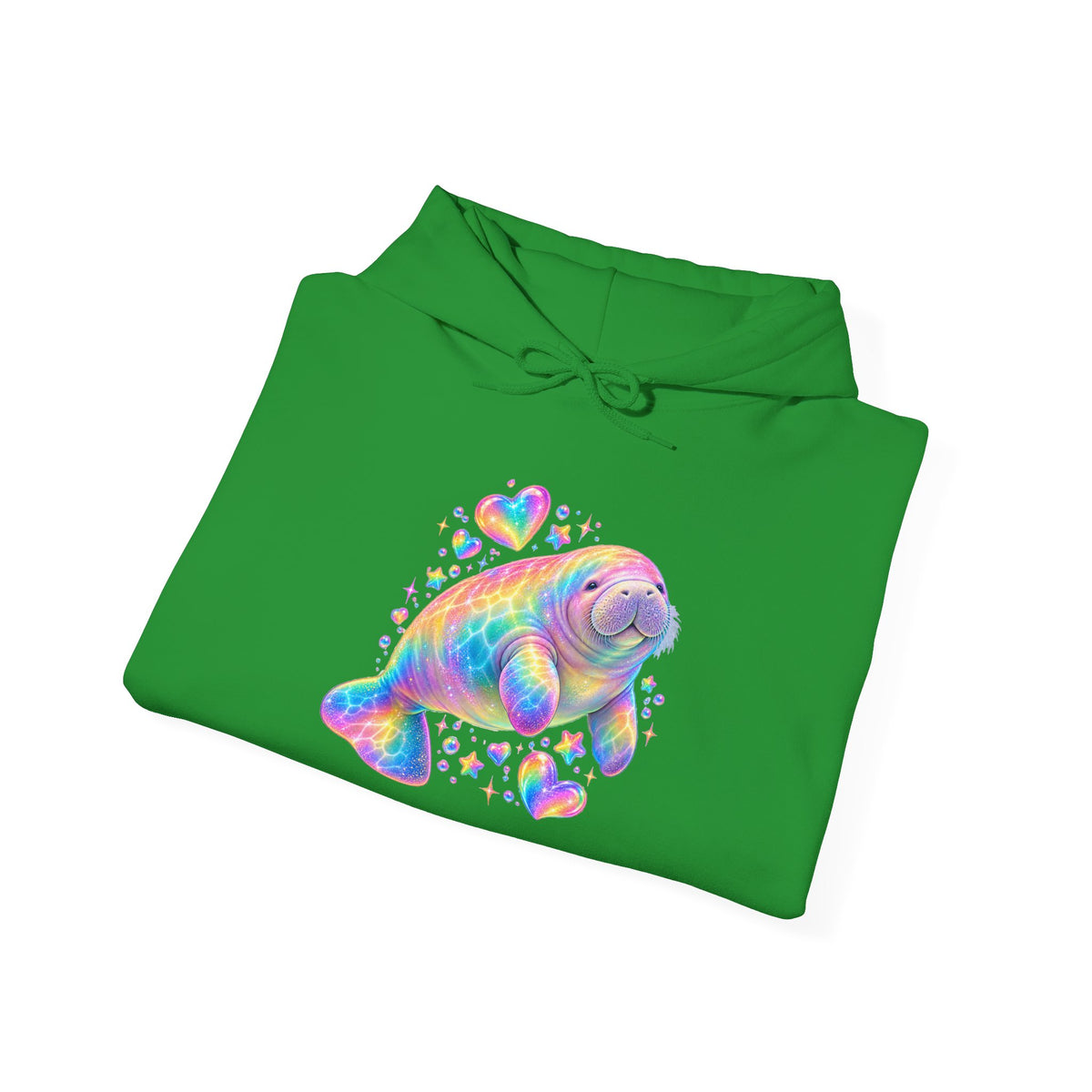 Rainbow manatee hearts and stars Pullover Hoodie