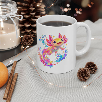 Prismatic axolotl splash leap Mug