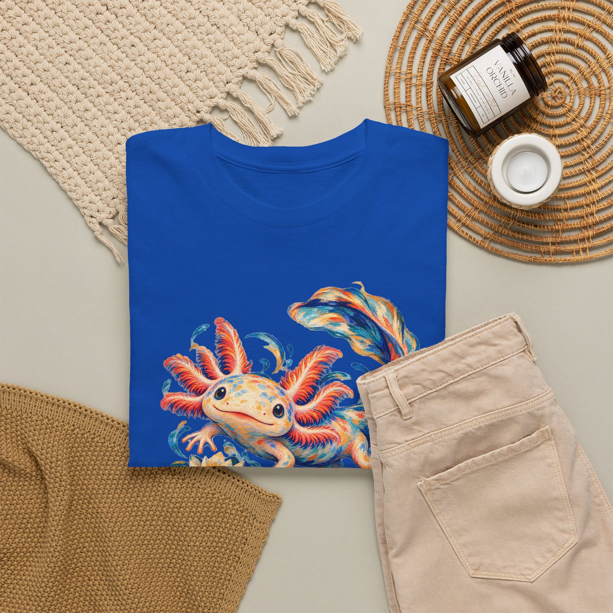 Swirling Axolotl and Lily Bloom T-Shirt