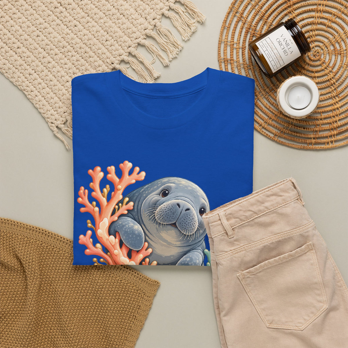 Chubby Mermaid Coral Curiosity Manatee T-Shirt