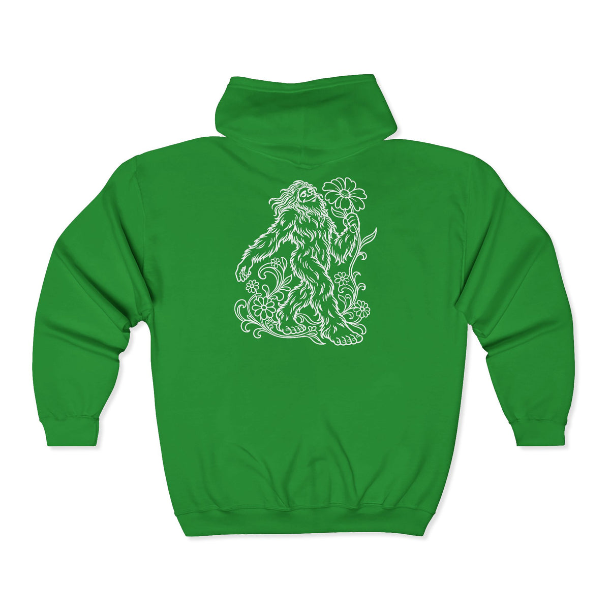 Swaying Sasquatch with a Flower Zip-Up Hoodie