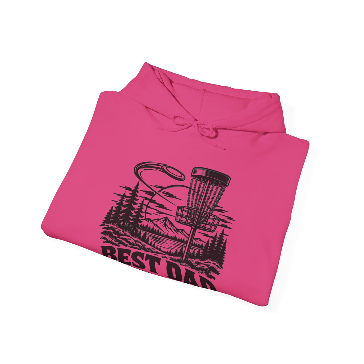 Best Dad by Par – One-Color Disc Golf – Safety Green/Pink Gildan 18500 Hoodie | 043a