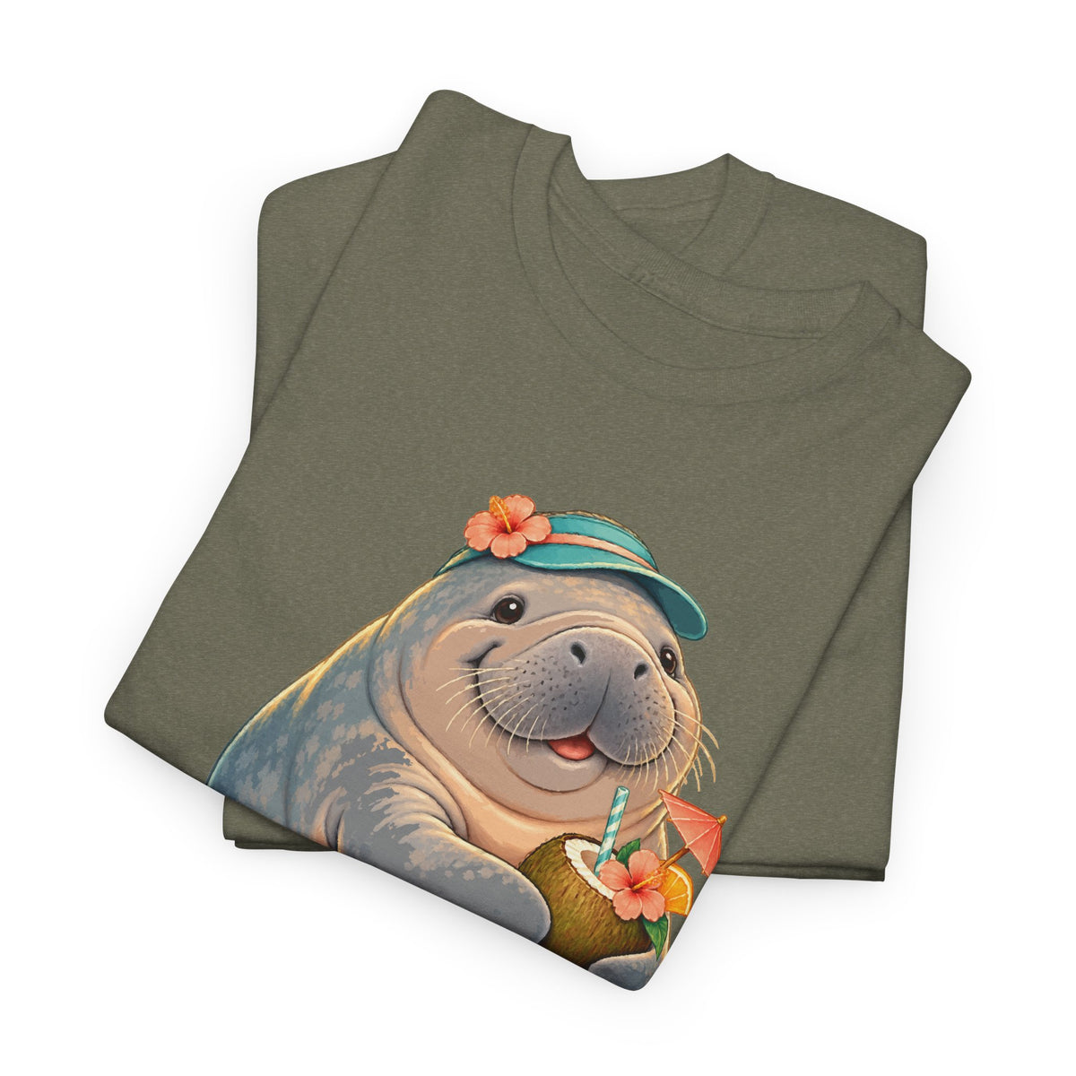 Chubby Mermaid Tropical Day Off Manatee T-Shirt
