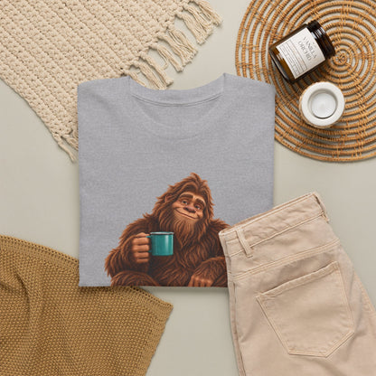 Cozy Camper Bigfoot with Teal Mug T-Shirt