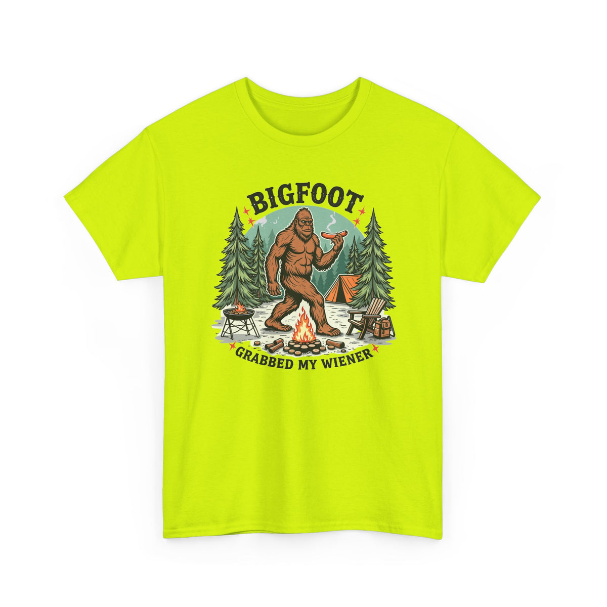 Bigfoot Grabbed My Wiener - Camping T-Shirt | Unisex Graphic Tee
