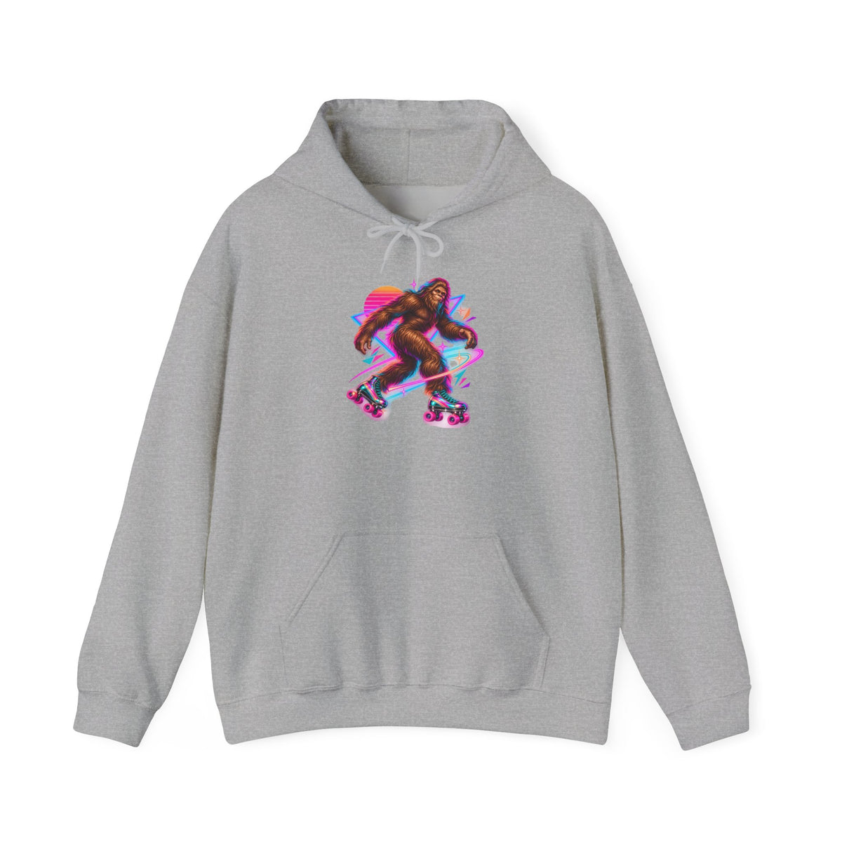Neon Bigfoot on Roller Skates Pullover Hoodie