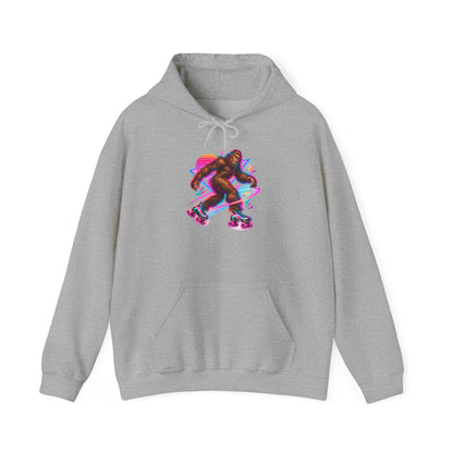 Neon Bigfoot on Roller Skates Pullover Hoodie