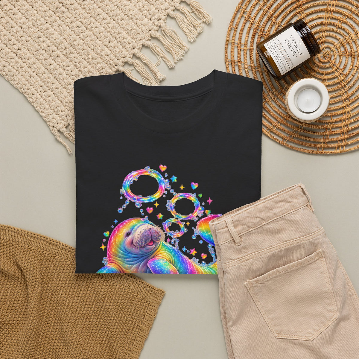Rainbow Manatee Bubble Flip T-Shirt