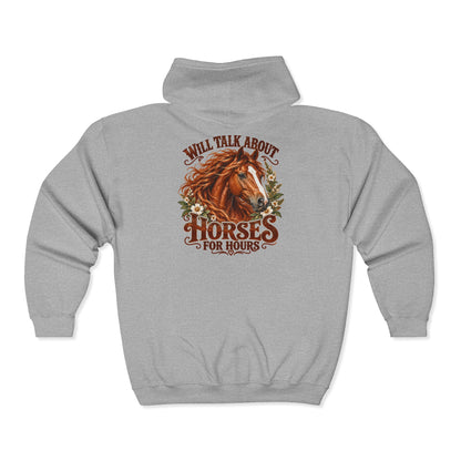 Will Talk About Horses – Gildan 18600 Zip-Up Hoodie | 019