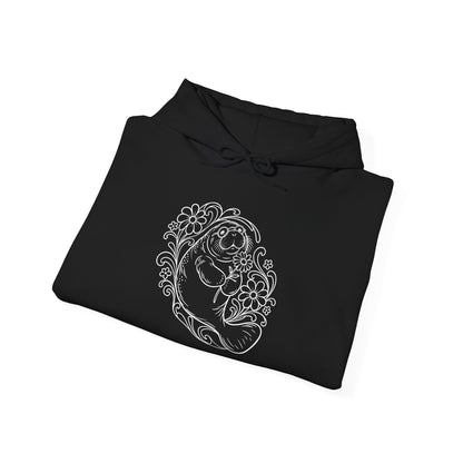 Groovy Spectacled Manatee with Daisy Pullover Hoodie
