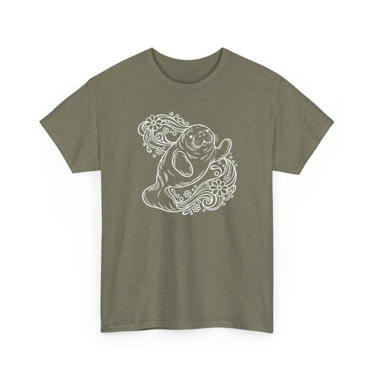 Groovy Manatee in Psychedelic Waves T-Shirt