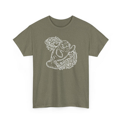Groovy Manatee in Psychedelic Waves T-Shirt